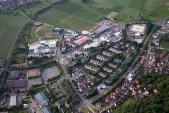 Benzstrasse commercial area in Herrenberg in the state Baden-Wuerttemberg, Germany