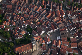 Market square from the north in Herrenberg in the state Baden-Wuerttemberg, Germany