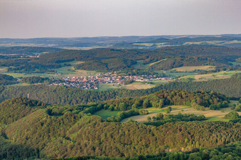 From the west in the district Holzelfingen in Lichtenstein in the state Baden-Wuerttemberg, Germany