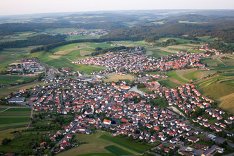 Town View of the streets and houses of the residential areas in the district Grossengstingen in Engstingen in the state Baden-Wurttemberg