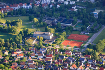 Blautopf School, Joachim Hahn Gymnasium and tennis courts of TC Blaubeuren eV in Blaubeuren in the state Baden-Wuerttemberg, Germany