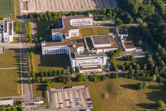 Aerial photograpy of Building complex of the Institute Daimler TSS GmbH in Ulm in the state Baden-Wurttemberg, Germany