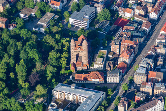 Aerial view of Paul's Church in the district Mitte in Ulm in the state Baden-Wuerttemberg, Germany