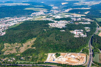 University campus from the east in the district Eselsberg in Ulm in the state Baden-Wuerttemberg, Germany