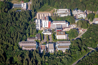 Aerial view of Campus building of the university Ulm in Ulm in the state Baden-Wurttemberg, Germany