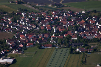 Oblique view of Town View of the streets and houses of the residential areas in the district Asch in Blaubeuren in the state Baden-Wurttemberg