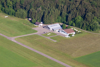 Aerial view of Sports airfield Laichingen in the district Feldstetten in Laichingen in the state Baden-Wuerttemberg, Germany