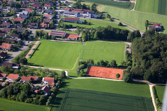 Sports and tennis facility of SV Fedlstetten in the district Feldstetten in Laichingen in the state Baden-Wuerttemberg, Germany