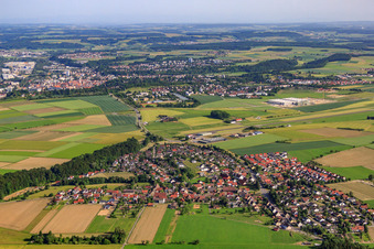 Aerial view of View from the north in the district Birkenhard in Warthausen in the state Baden-Wuerttemberg, Germany