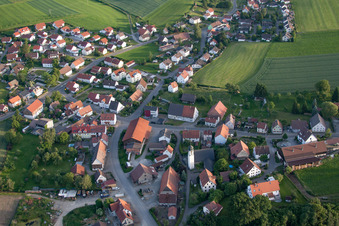 Aerial view of St. Nicholas in the district Reute in Mittelbiberach in the state Baden-Wuerttemberg, Germany