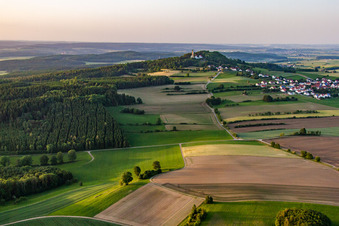 Aerial photograpy of The Bussen - holy mountain of Upper Swabia in the district Offingen in Uttenweiler in the state Baden-Wuerttemberg, Germany