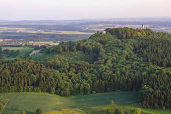 St. John the Baptist and castle ruins on the Bussen in the district Offingen in Uttenweiler in the state Baden-Wuerttemberg, Germany