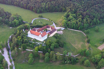 Aerial photograpy of Mochental Castle - Schrade Gallery in the district Kirchen in Ehingen in the state Baden-Wuerttemberg, Germany