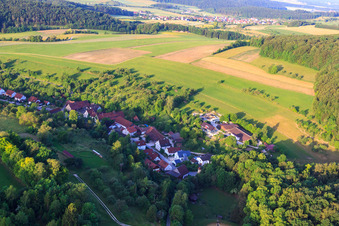 Village view from the north in the district Kirchen in Ehingen in the state Baden-Wuerttemberg, Germany