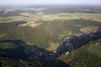 Aerial view of District Hundersingen in Münsingen in the state Baden-Wuerttemberg, Germany