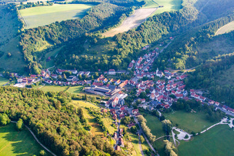 Aerial view of District Buttenhausen in Münsingen in the state Baden-Wuerttemberg, Germany