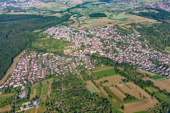 Town View of the streets and houses of the residential areas in the district Ohmenhausen in Reutlingen in the state Baden-Wurttemberg, Germany