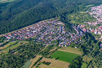 Aerial view of District Ohmenhausen in Reutlingen in the state Baden-Wuerttemberg, Germany
