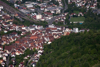 Aerial view of Vineyard path in Herrenberg in the state Baden-Wuerttemberg, Germany