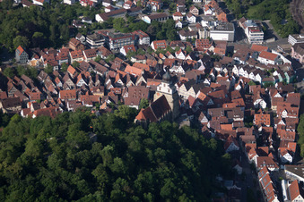 Castle hill and collegiate church from the east in Herrenberg in the state Baden-Wuerttemberg, Germany