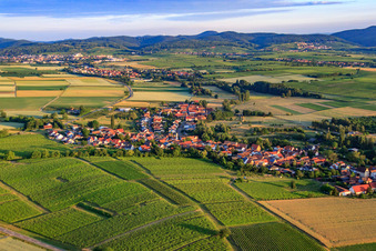 Village view in the morning from the east in Oberhausen in the state Rhineland-Palatinate, Germany