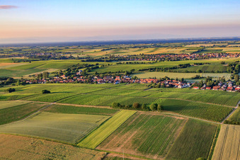 Village view in the morning from the north in Niederhorbach in the state Rhineland-Palatinate, Germany
