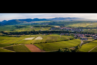 Aerial photograpy of Village view in the district Klingen in Heuchelheim-Klingen in the state Rhineland-Palatinate, Germany