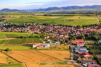 Commercial area in the Gerlachsgärten in Insheim in the state Rhineland-Palatinate, Germany from above