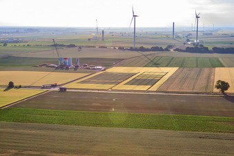 Aerial view of New wind farm in Offenbach an der Queich in the state Rhineland-Palatinate, Germany