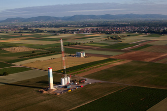 Construction site for wind turbine installation in Offenbach an der Queich in the state Rhineland-Palatinate