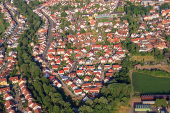 Aerial view of At the Altbach in Herxheim bei Landau in the state Rhineland-Palatinate, Germany