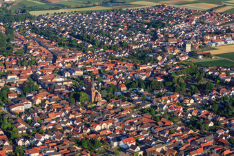 City view from the east in Herxheim bei Landau in the state Rhineland-Palatinate, Germany