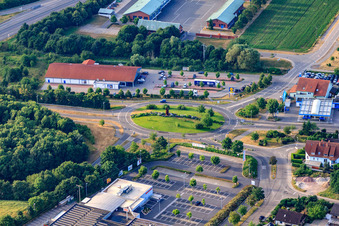 Aerial view of LIDL in Kandel in the state Rhineland-Palatinate, Germany