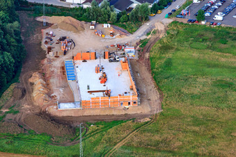 EDEKA new building on Lauterburger Straße in Kandel in the state Rhineland-Palatinate, Germany from above