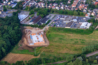 EDEKA new building on Lauterburger Straße in Kandel in the state Rhineland-Palatinate, Germany out of the air