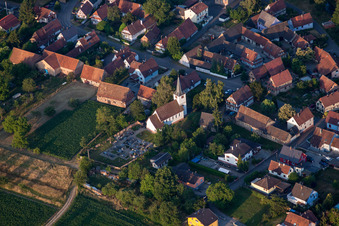 Bird's eye view of Kauffenheim in the state Bas-Rhin, France