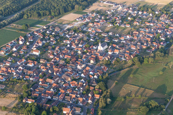 Aerial view of Highway route franzoesischen A35 in in Leutenheim in Grand Est, France