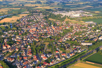 City view on the Kinzig from the east in Willstätt in the state Baden-Wuerttemberg, Germany