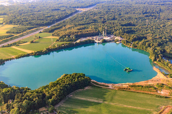 Waltersweier quarry lake in the Gottwald with Hermann Uhl KG in the district Weier in Offenburg in the state Baden-Wuerttemberg, Germany