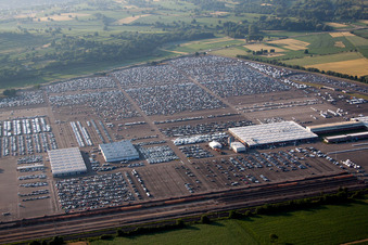 Aerial view of Bearing surface of myMOSOLF, MOSOLF Logistics & Services GmbH, Fahrzeugpflege and Smart-Repair in the industrial area in the district Mietersheim in Lahr/Schwarzwald in the state Baden-Wurttemberg, Germany