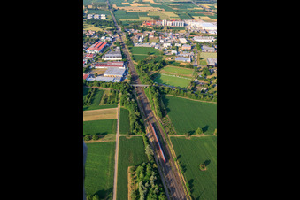 Bahnhofstraße industrial area on the railway line with EHRET and JRS Holzenergie HEW GmbH in the district Orschweier in Mahlberg in the state Baden-Wuerttemberg, Germany
