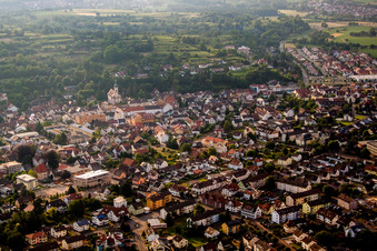 Town View of the streets and houses of the residential areas in Herbolzheim in the state Baden-Wurttemberg, Germany