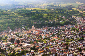 Maria-Sand-Straße and Church Am Berg in Herbolzheim in the state Baden-Wuerttemberg, Germany