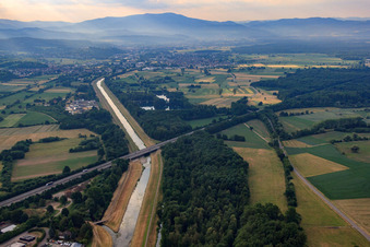 River bridge of the A5 over the Elz in Riegel am Kaiserstuhl in the state Baden-Wuerttemberg, Germany