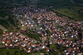 Drone recording of Eichstetten am Kaiserstuhl in the state Baden-Wuerttemberg, Germany