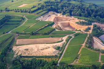Aerial view of Quarry Merdingen of Saint-Gobain Weber GmbH in Merdingen in the state Baden-Wuerttemberg, Germany