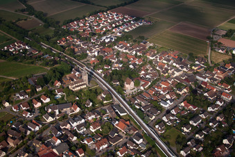 Aerial view of Town View of the streets and houses of the residential areas in Eschbach in the state Baden-Wurttemberg