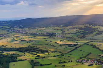 Arable and meadow landscape in Grebenhain in the state Hesse, Germany