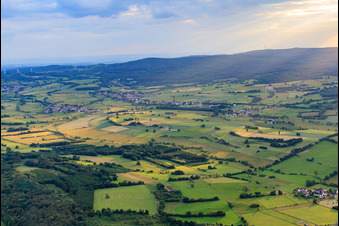 Aerial view of Arable and meadow landscape in Grebenhain in the state Hesse, Germany