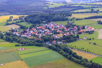 Aerial view of Village view from the east in the district Hartmannshain in Grebenhain in the state Hesse, Germany